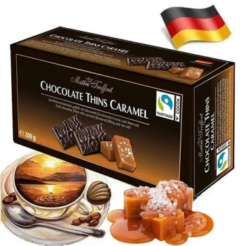 Темный шоколад со вкусом карамели и морской соли в пластинках Maitre Truffout 200 гр.