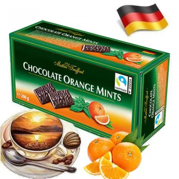 Темный шоколад с апельсиновой начинкой в пластинках Maitre Truffout 200 гр.