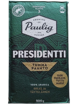 Кофе молотый Paulig PRESIDENTTI Tumma Paahto №3 500 гр.