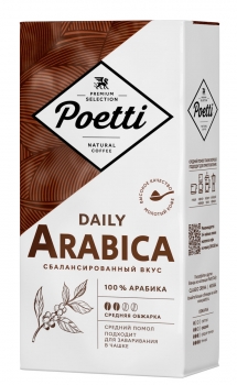 Кофе молотый для чашки Poetti Daily ARABICA 250 гр.